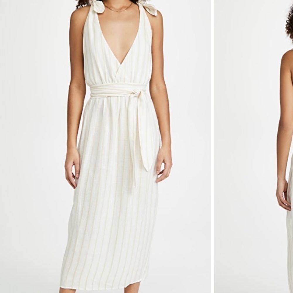 Mara Hoffman revolve Calypso cream khaki braided maxi dress V-neck xl nwt